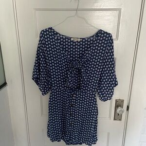 Navy Blue Polka Dot Women's Dress